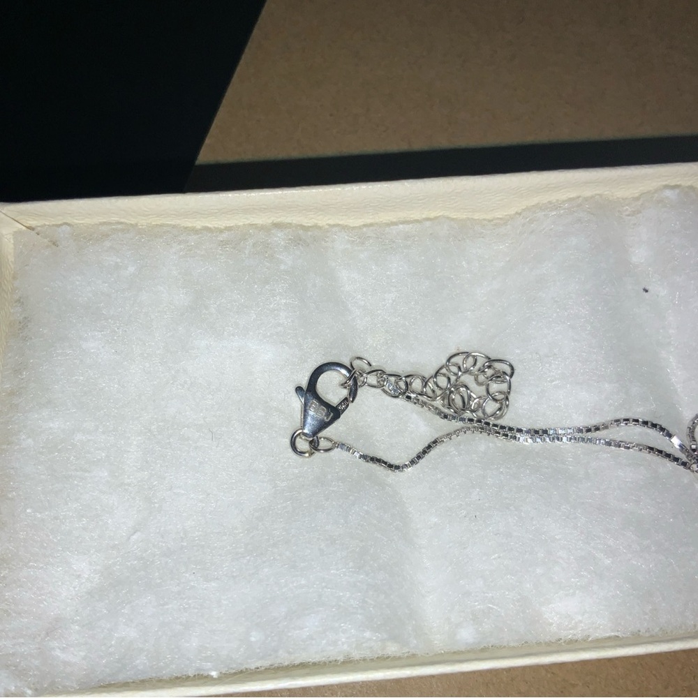 Blue Turquoise Rhodium Over Sterling Silver Pendant With Adjustable Chain - Picture 4 of 4